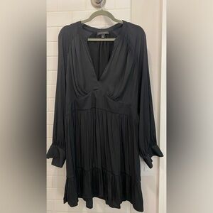 Banana Republic Black Plunge Neck Bishop Sleeve Sundress